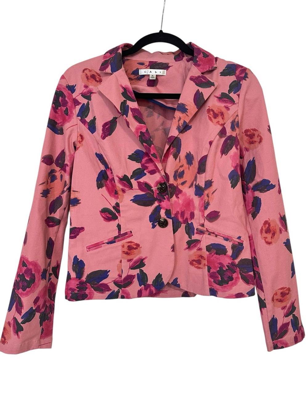 CABI style #804 Rose Garden blazer/jacket pinks/purples cotton stretch size 6